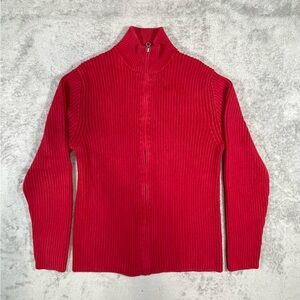 Polo Jeans Co. Ralph Lauren Ribbed Knit Full Zip Sweater Red XL